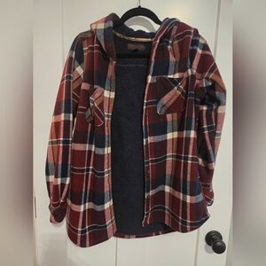 Realtree Navy And Red Plaid Fleece Jacket Womens Size L